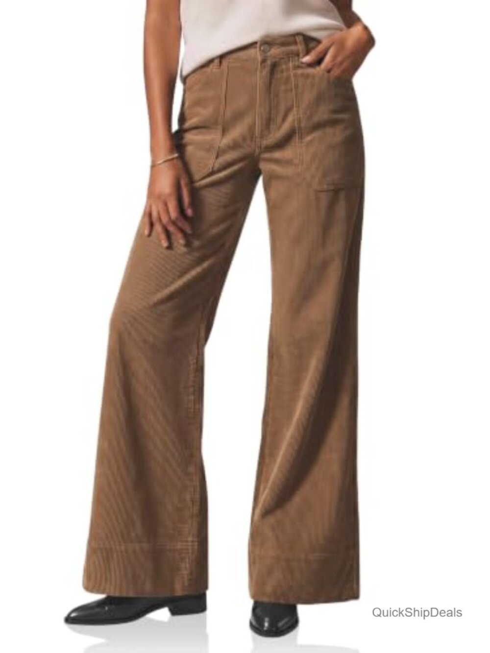 High Rise Corduroy Flare Pants Wide Leg Fall Winter Women's